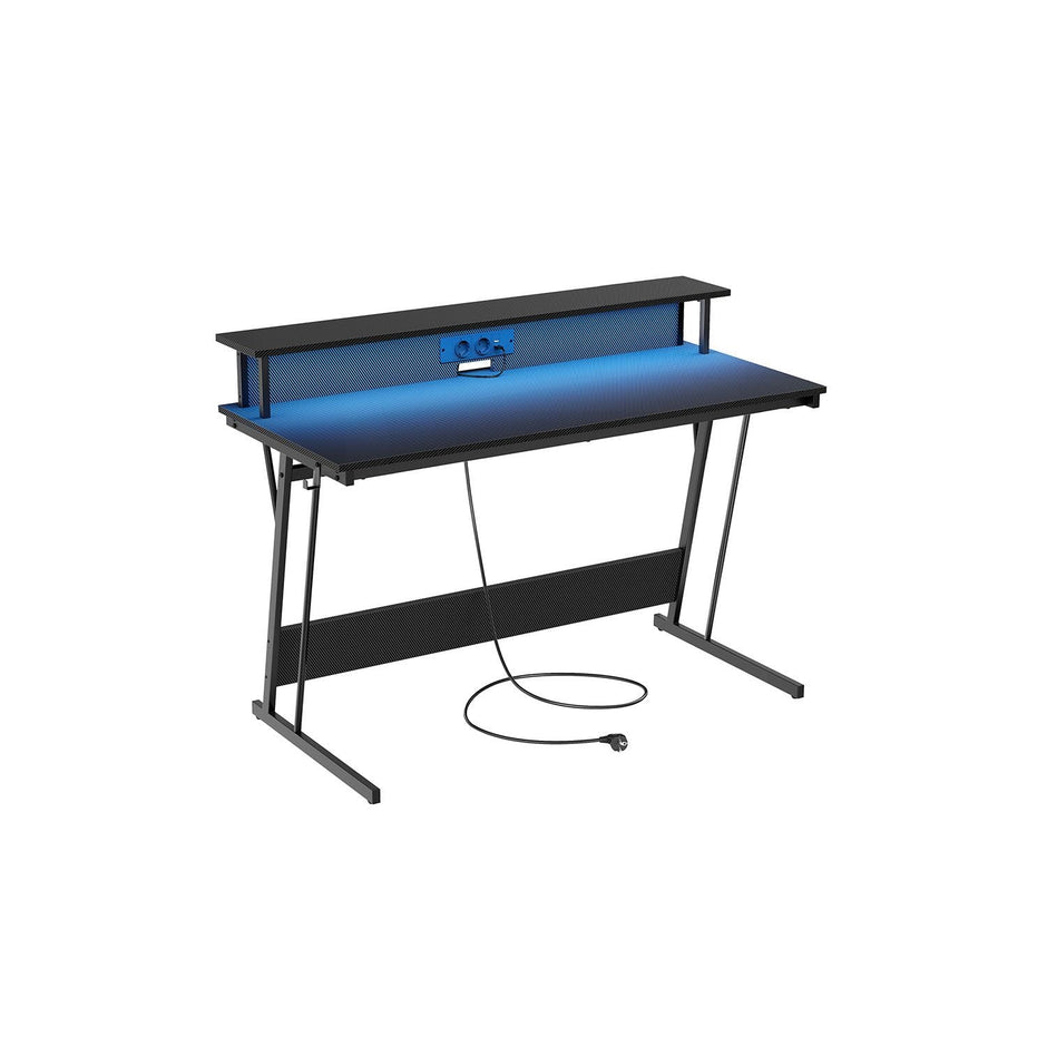 Schreibtisch mit Monitorständer 55 x 135 x 76 cm Ebenholz schwarz schwarz