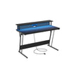 Schreibtisch mit Monitorständer 55 x 135 x 76 cm Ebenholz schwarz schwarz