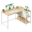 Hoekbureau L-vormig – 110 x 80 cm – Met Opbergplanken – Omkeerbaar – Eiken en Wit