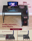 Hoekbureau - 120 x 80 x 76 cm - in hoogte verstelbare plank - ebbenzwart - max. belasting tafelblad 50 kg - max. belasting per plank 15 kg