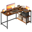 Hoekbureau - 120 x 80 x 76 cm - in hoogte verstelbare plank - vintage bruin - maximale belasting tafelblad 50 kg - maximale belasting per plank 15 kg