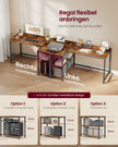 Hoekbureau - 120 x 80 x 76 cm - in hoogte verstelbare plank - vintage bruin - maximale belasting tafelblad 50 kg - maximale belasting per plank 15 kg