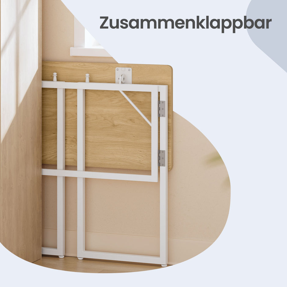 Opklapbaar Bureau - 80 x 40 cm - Afgeronde Hoeken - Ruimtebesparend - Eiken