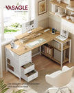 Hoekbureau - L-Vorm - Omkeerbaar - 4 Lades - Tarwegeel-Mat Wit