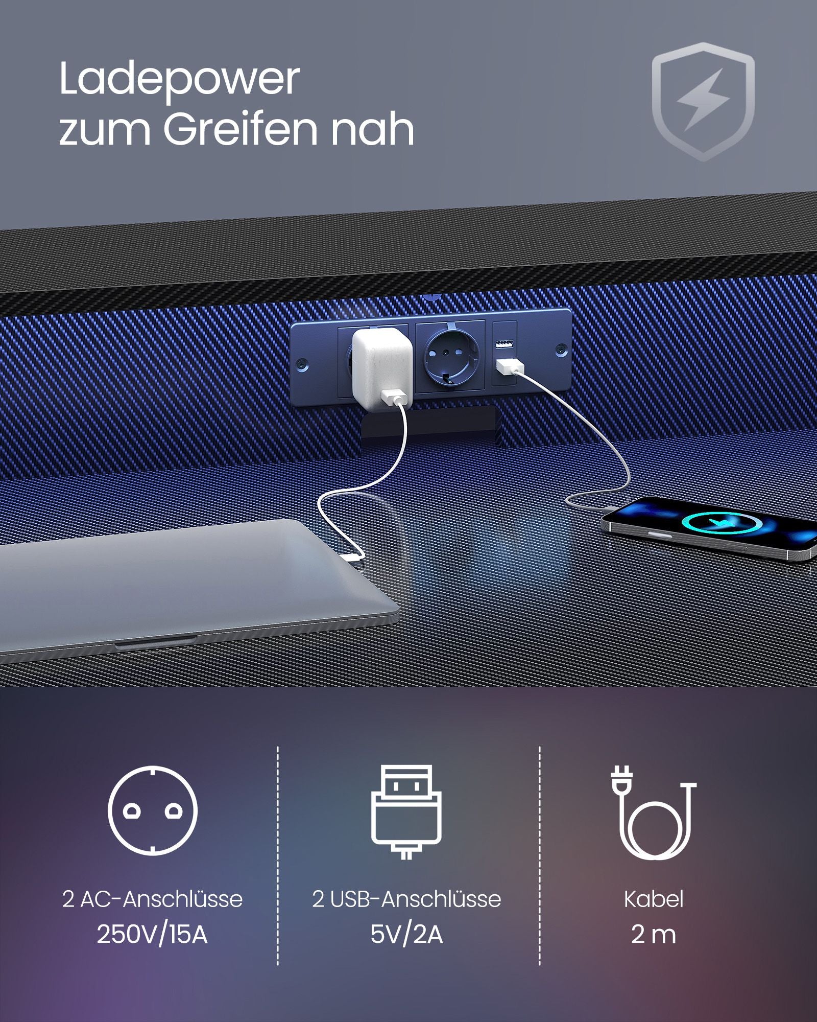 Schreibtisch mit Sockel 60 x 120 x 76 cm Rußschwarz