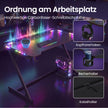 Gamingbureau Z-Vorm – Carbonlook – LED-Verlichting – 120 x 60 cm – Zwart