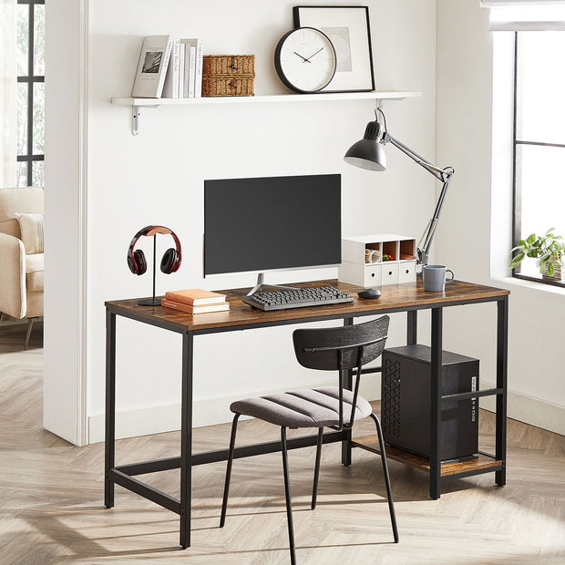 Computertisch - Schreibtisch mit 2 Regalen - Stahlrahmen - braun/schwarz