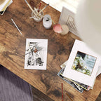 Computertisch - Schreibtisch mit 2 Regalen - Stahlrahmen - braun/schwarz