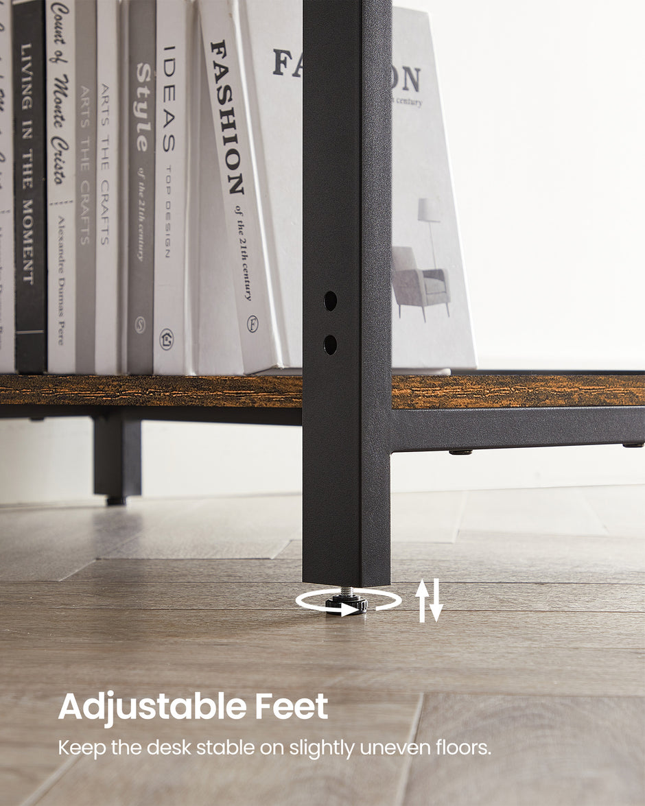 Computertisch - Schreibtisch mit 2 Regalen - Stahlrahmen - braun/schwarz