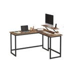 Eckagentur - l -verdrängter Schreibtisch - mit Monitorhalterung - 140 x 130 x 76 cm - Schwarz
