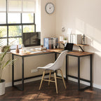 Eckagentur - l -verdrängter Schreibtisch - mit Monitorhalterung - 140 x 130 x 76 cm - Schwarz
