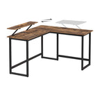 Eckagentur - l -verdrängter Schreibtisch - mit Monitorhalterung - 140 x 130 x 76 cm - Schwarz