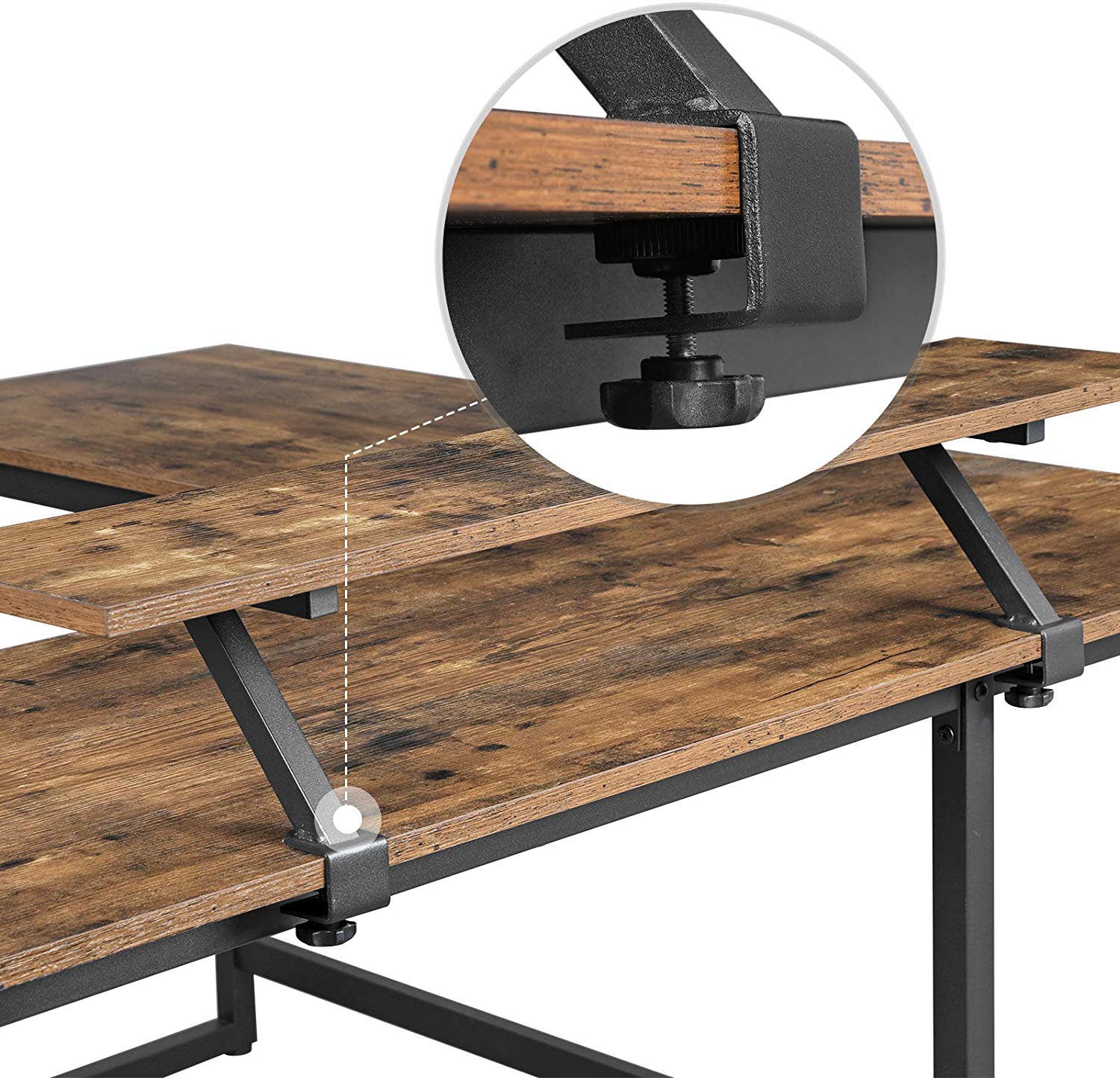 Eckagentur - l -verdrängter Schreibtisch - mit Monitorhalterung - 140 x 130 x 76 cm - Schwarz