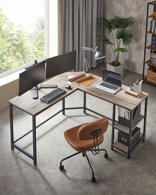 Bureau - l -hoekbureau mit 2 Regalen - Raumsparung - Industriedesign