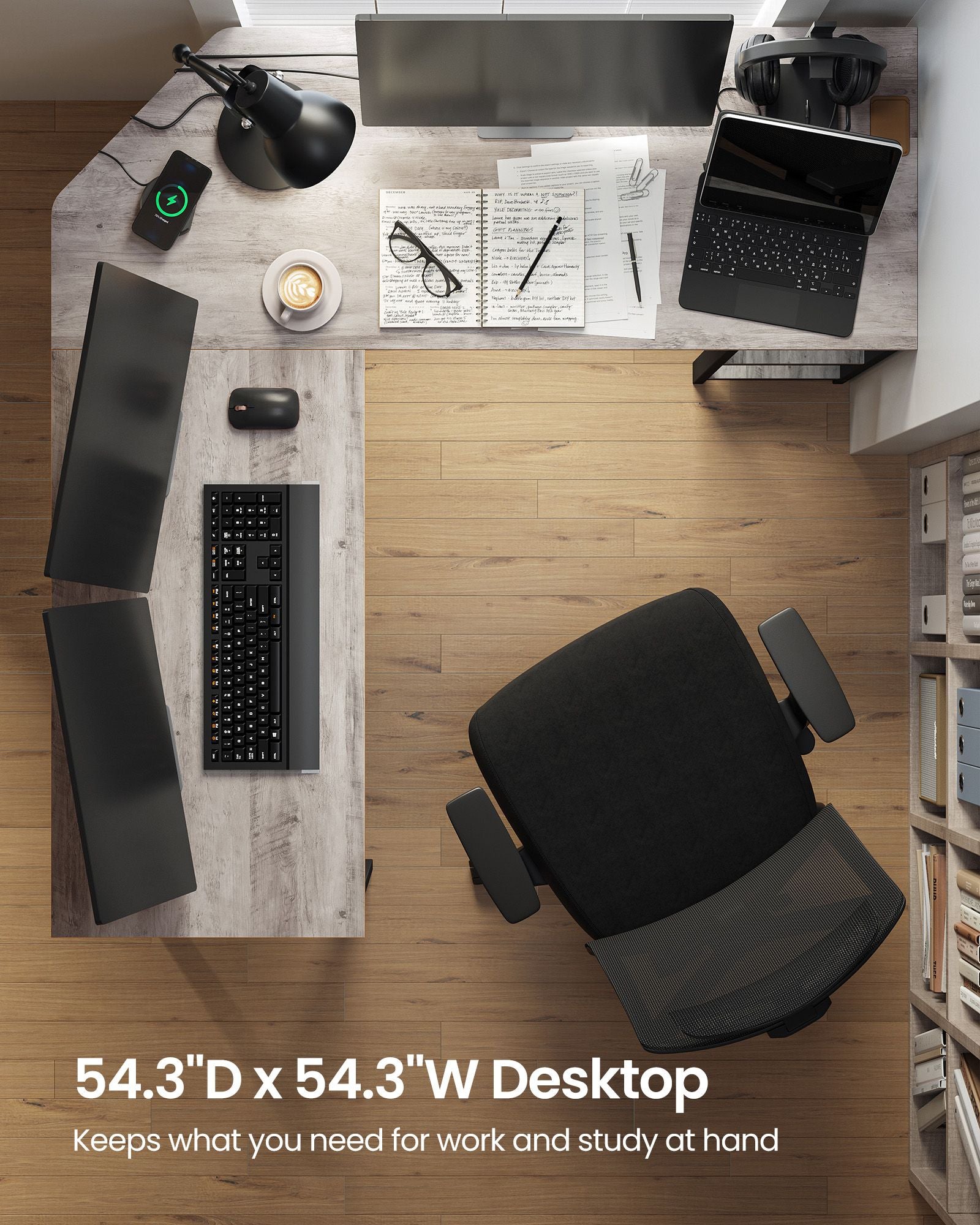 Bureau - l -hoekbureau mit 2 Regalen - Raumsparung - Industriedesign