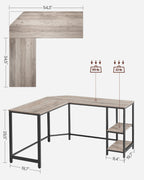 Bureau - l -hoekbureau mit 2 Regalen - Raumsparung - Industriedesign