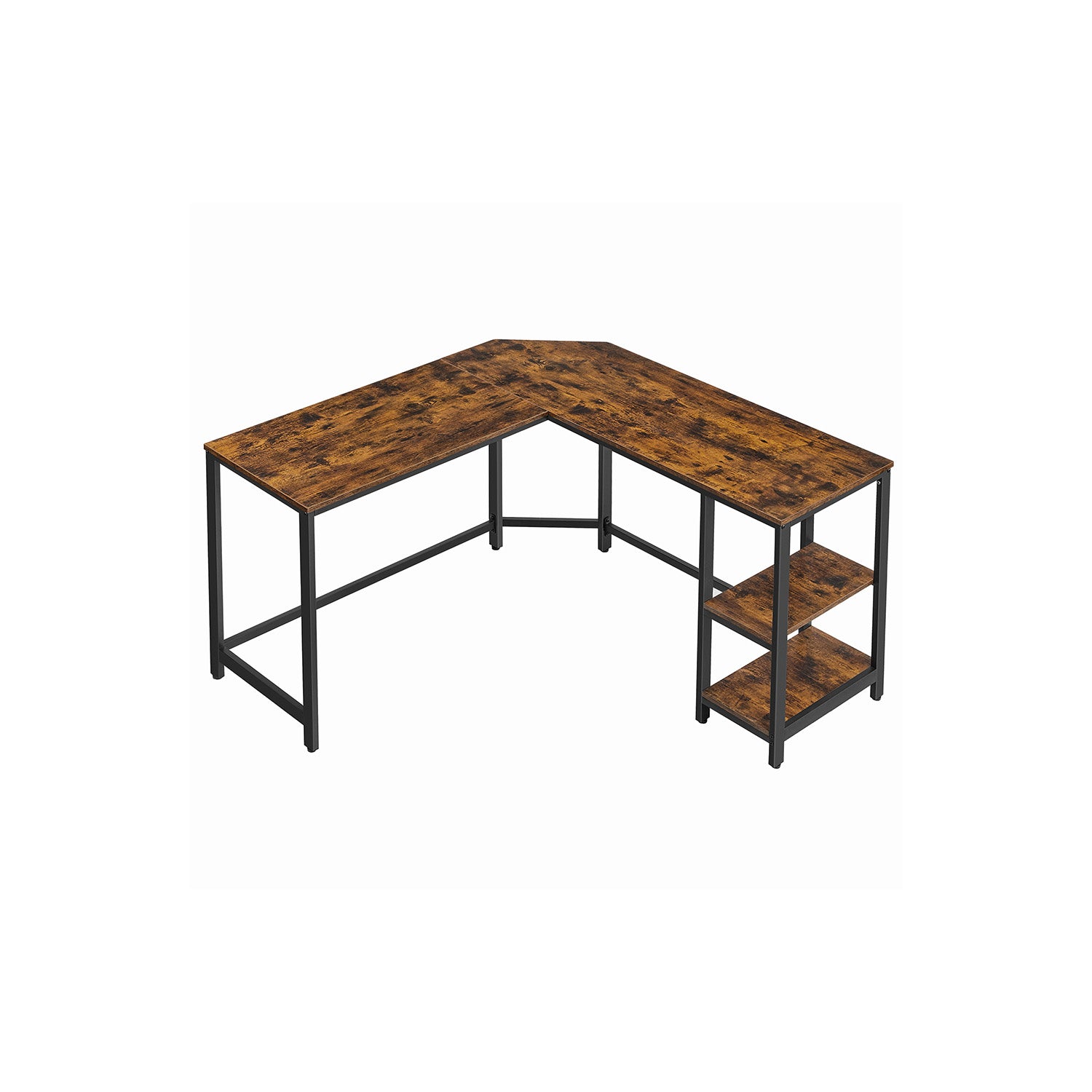Corner Agentur - Computertisch in L -Shape - Industriedesign - Vintage Brown/Schwarz