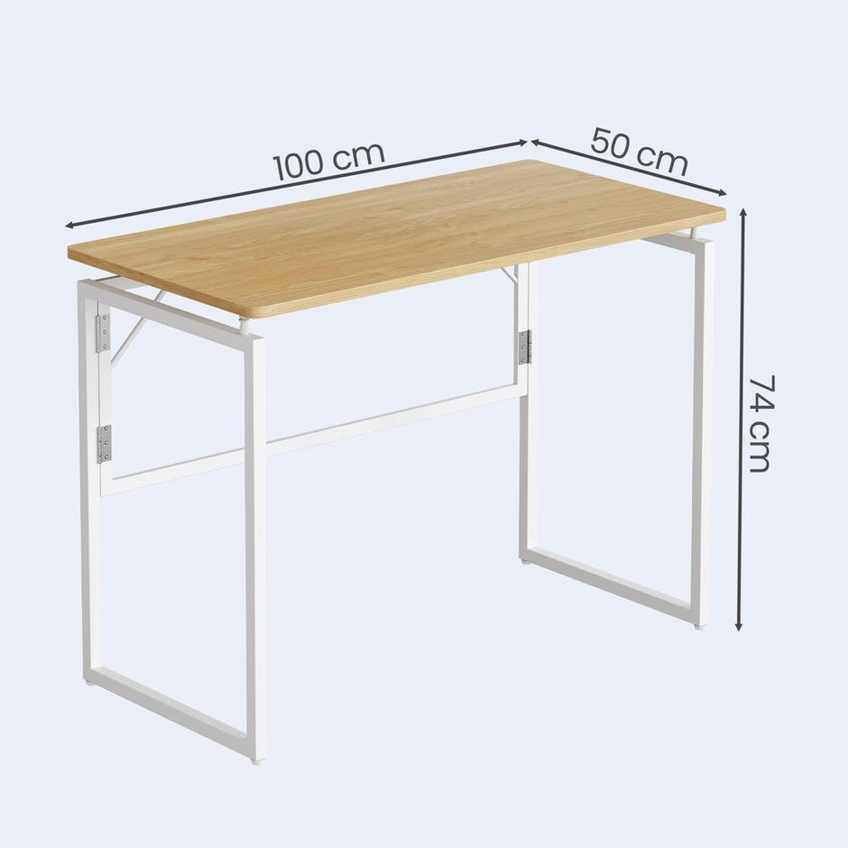 Opklapbaar Bureau - 100 x 50 cm - Afgeronde Hoeken - Ruimtebesparend - Eiken