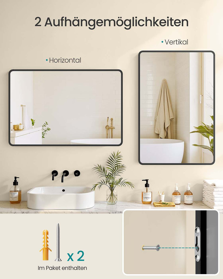 Wandspiegel – Rechthoekig – Aluminium Frame – Modern Design