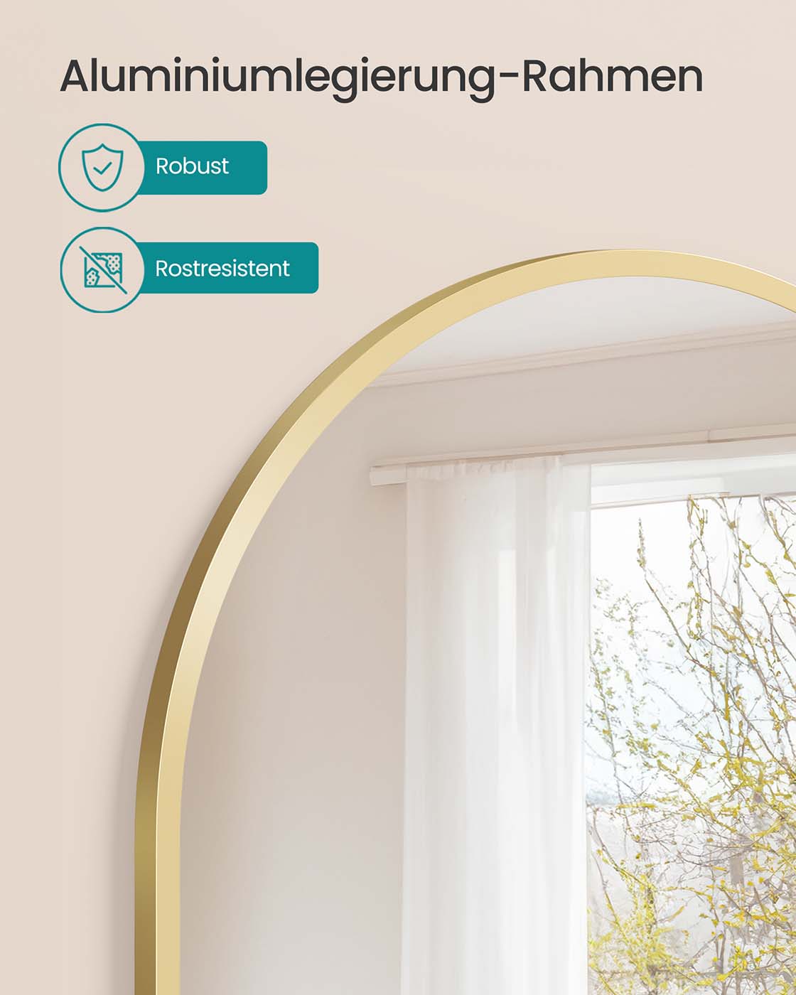 Wandspiegel – Gebogen – Aluminium Frame – Modern Design