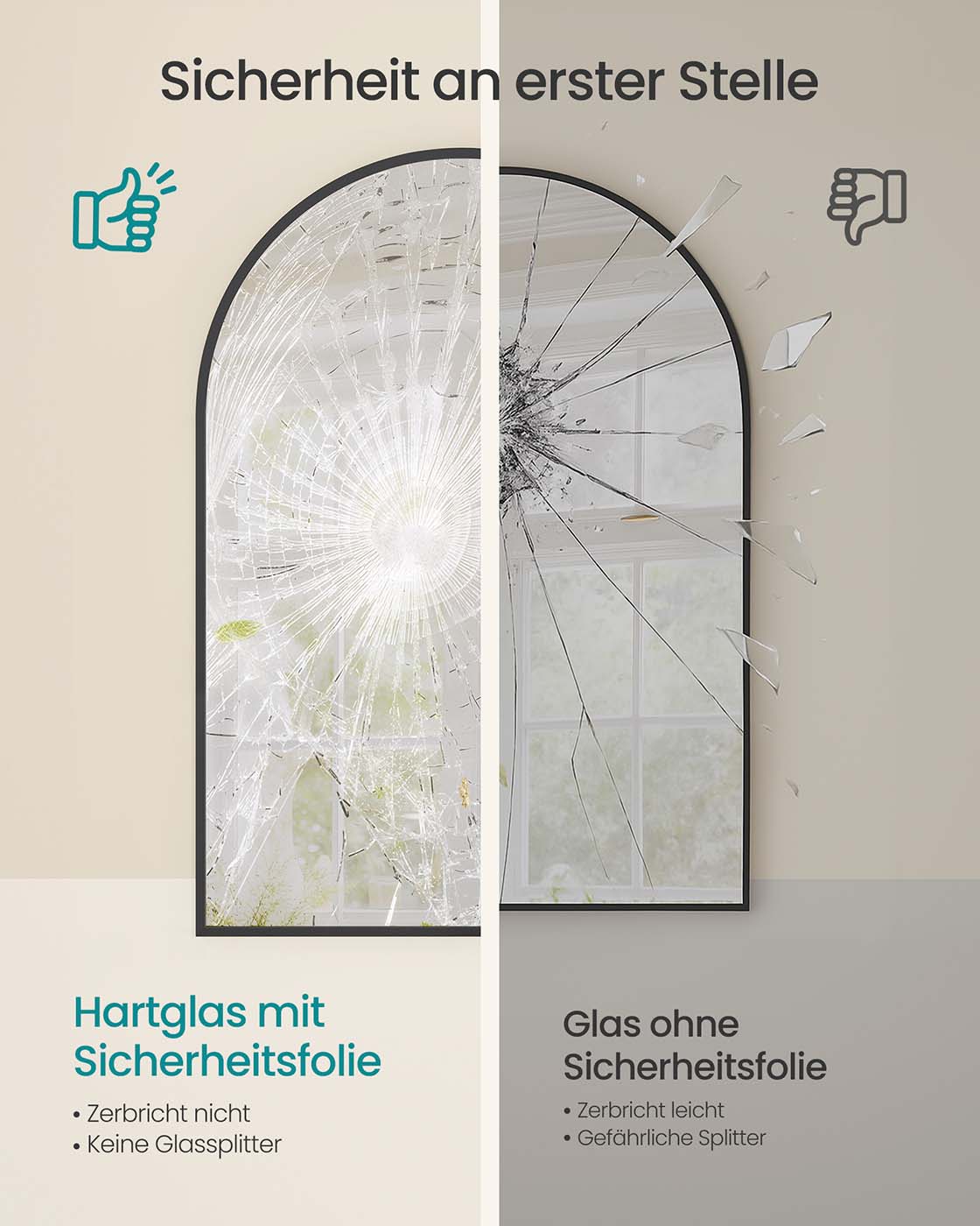 Wandspiegel – Gebogen – Aluminium Frame – Modern Design