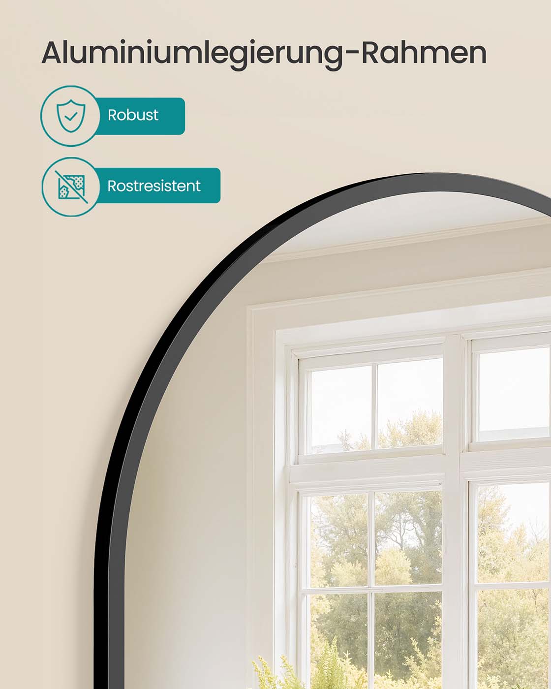 Wandspiegel – Gebogen – Aluminium Frame – Modern Design