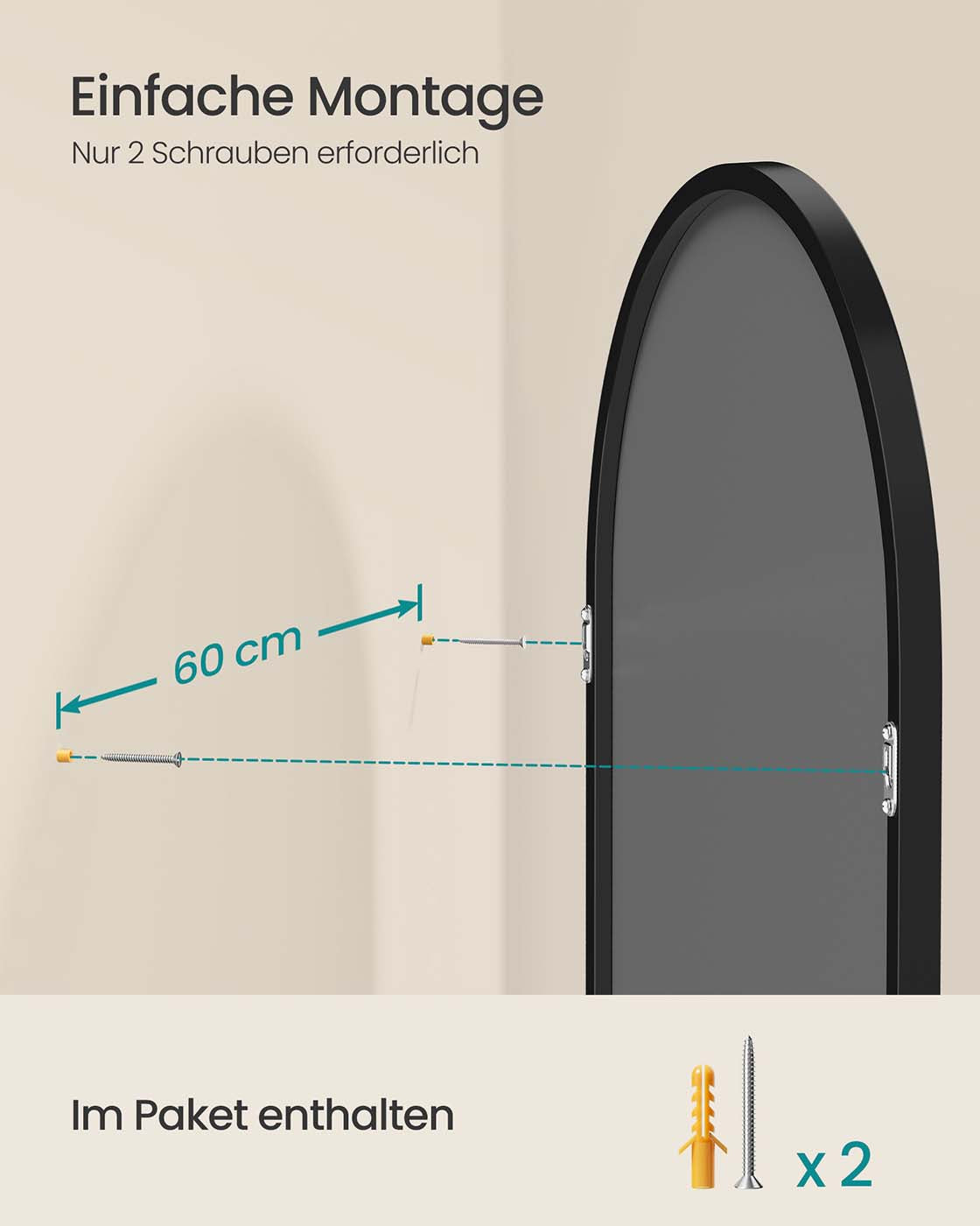 Wandspiegel – Gebogen – Aluminium Frame – Modern Design
