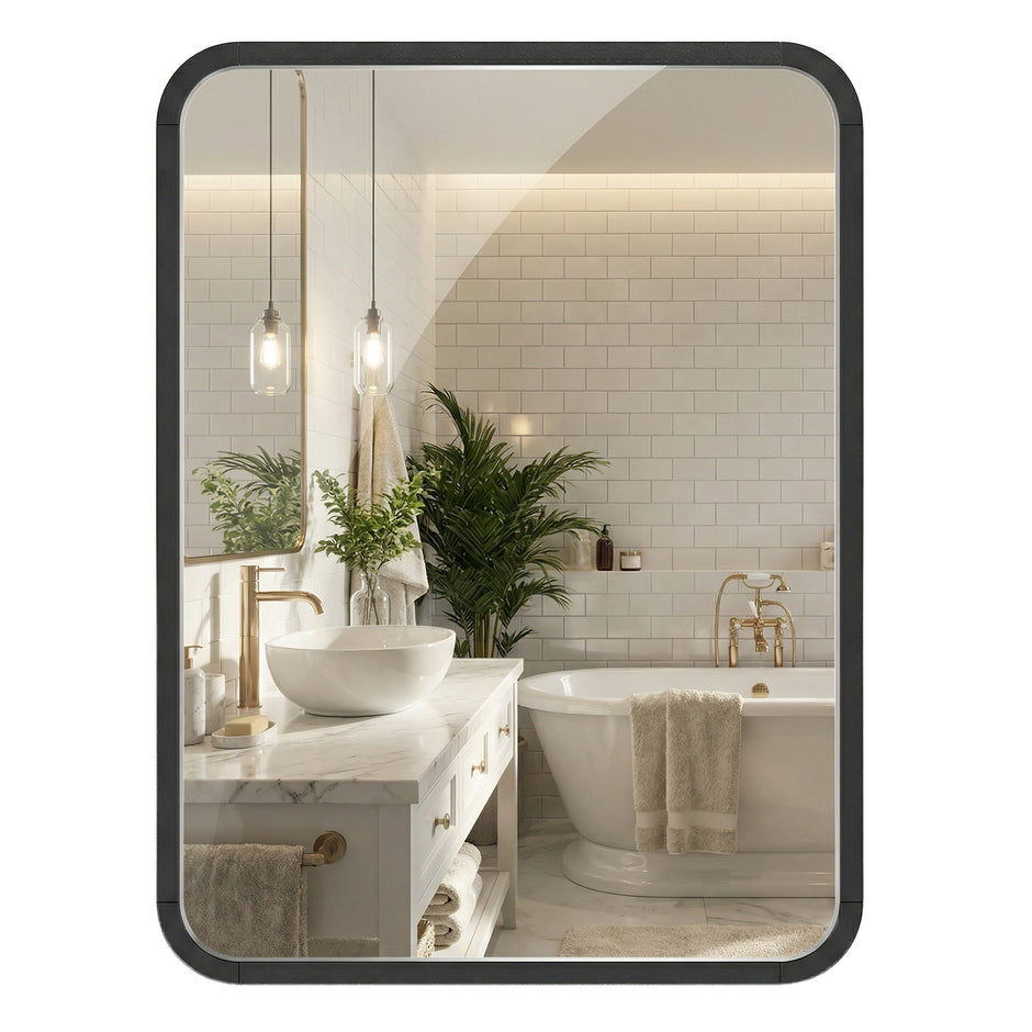 Wandspiegel - Rechthoekig - Aluminium Frame - 40 x 30 cm - Zwart