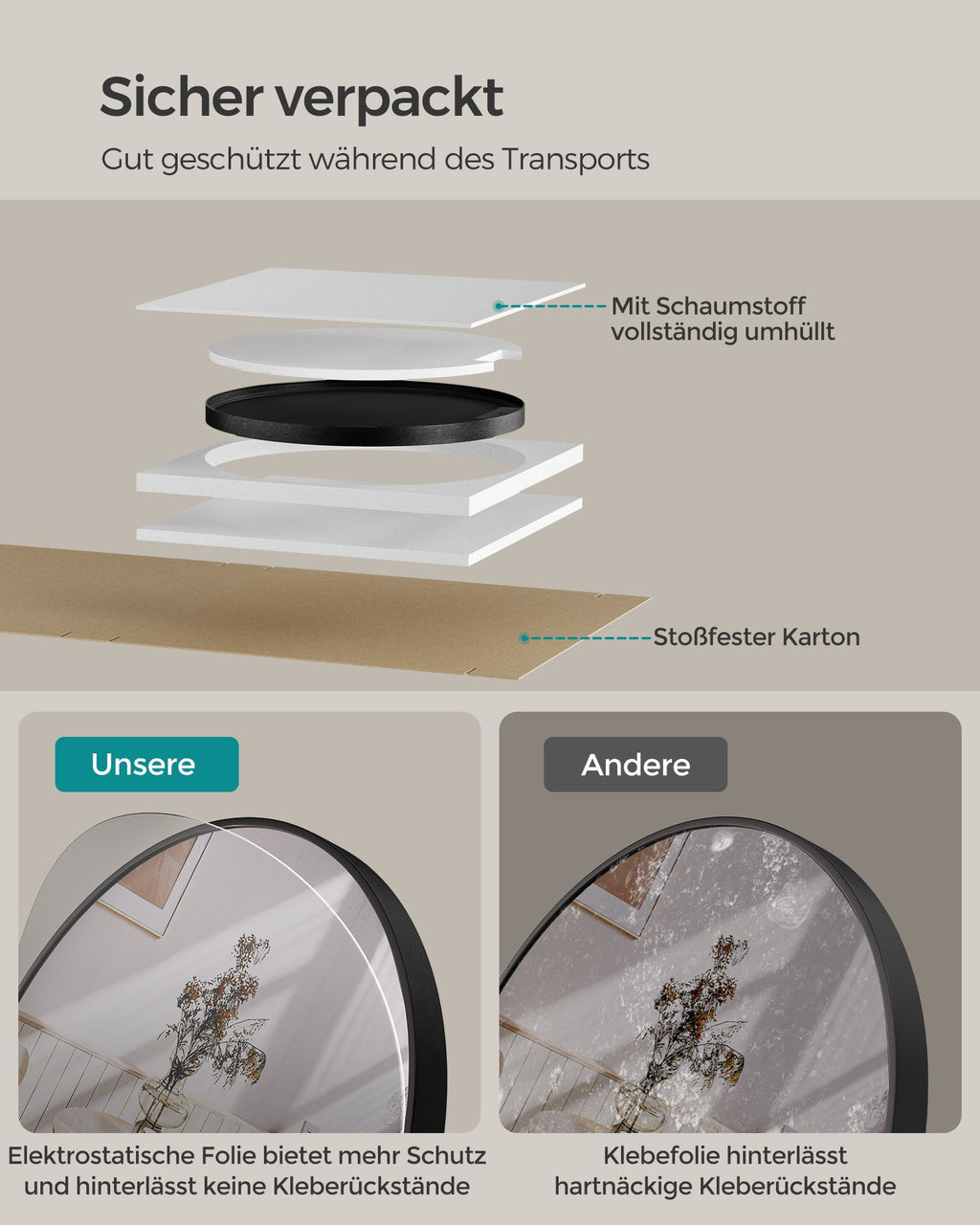 Badezimmerspiegel - Ø 50 cm - Metallrahmen
