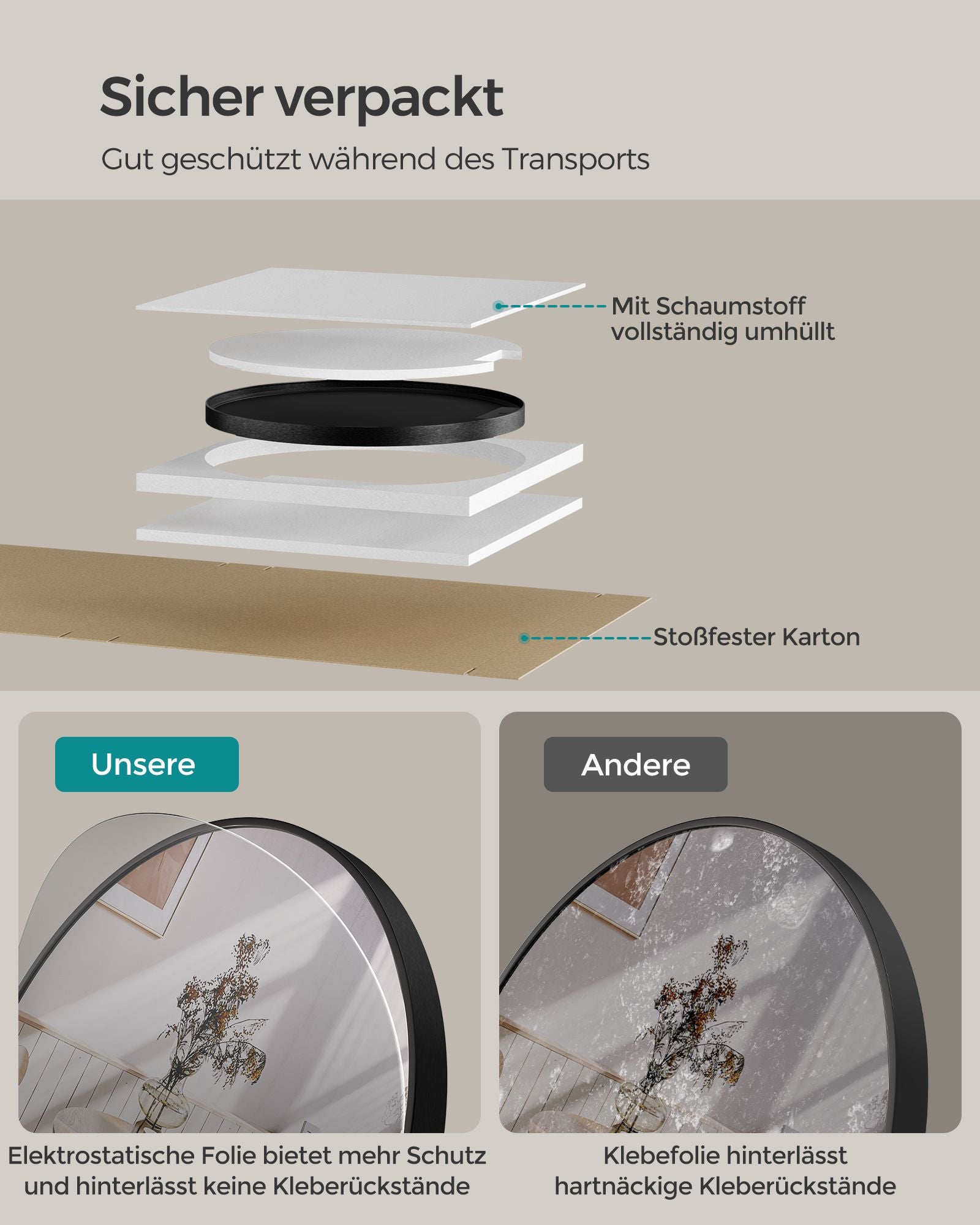 Badezimmerspiegel - Ø 50 cm - Metallrahmen