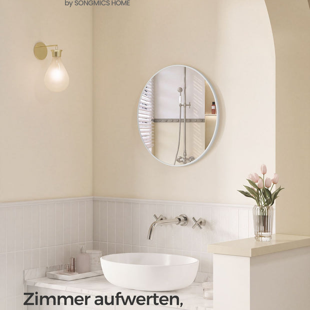 Ronde Wandspiegel – Ø 61 cm – Metalen Frame – Mat wit