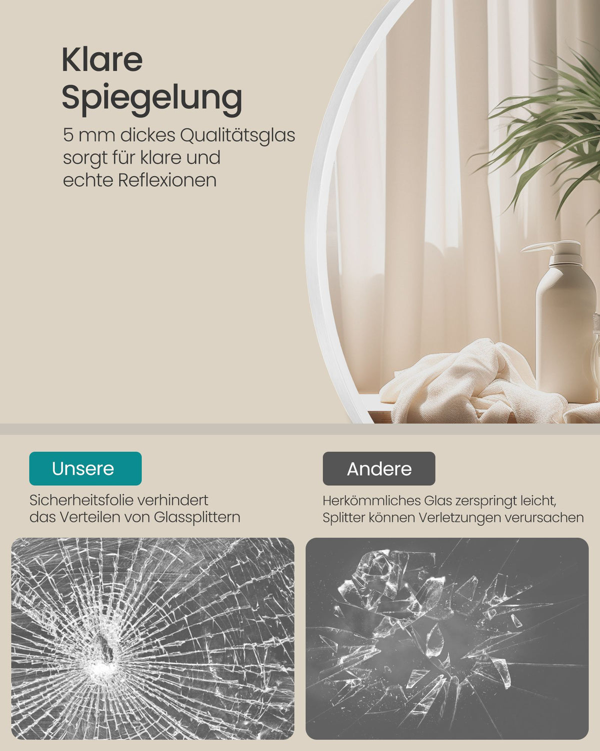 Ronde Wandspiegel – Ø 61 cm – Metalen Frame – Mat wit