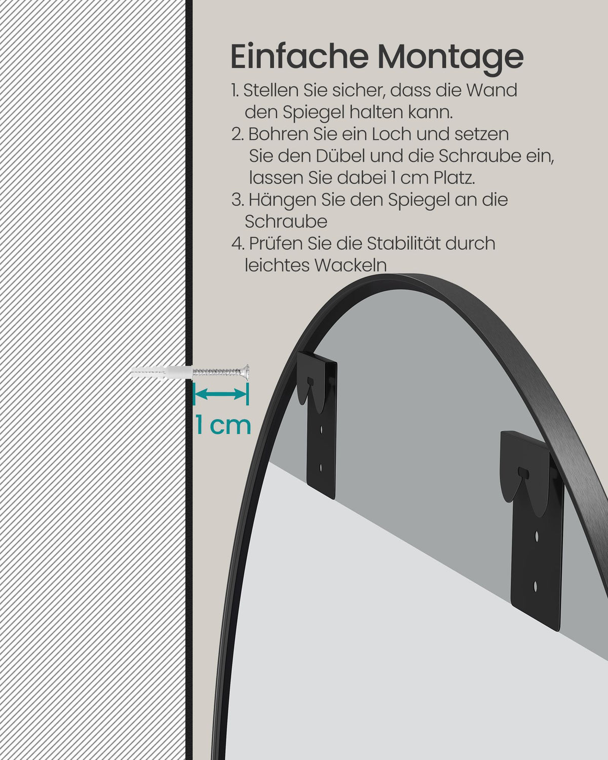 Ronde Wandspiegel – Ø 90 cm – Metalen Frame – Mat zwart