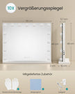 Make-upspiegel - Hollywood met Dimbare LED's - 10x Vergroting - Matwit - 48 x 58 x 5,7 cm