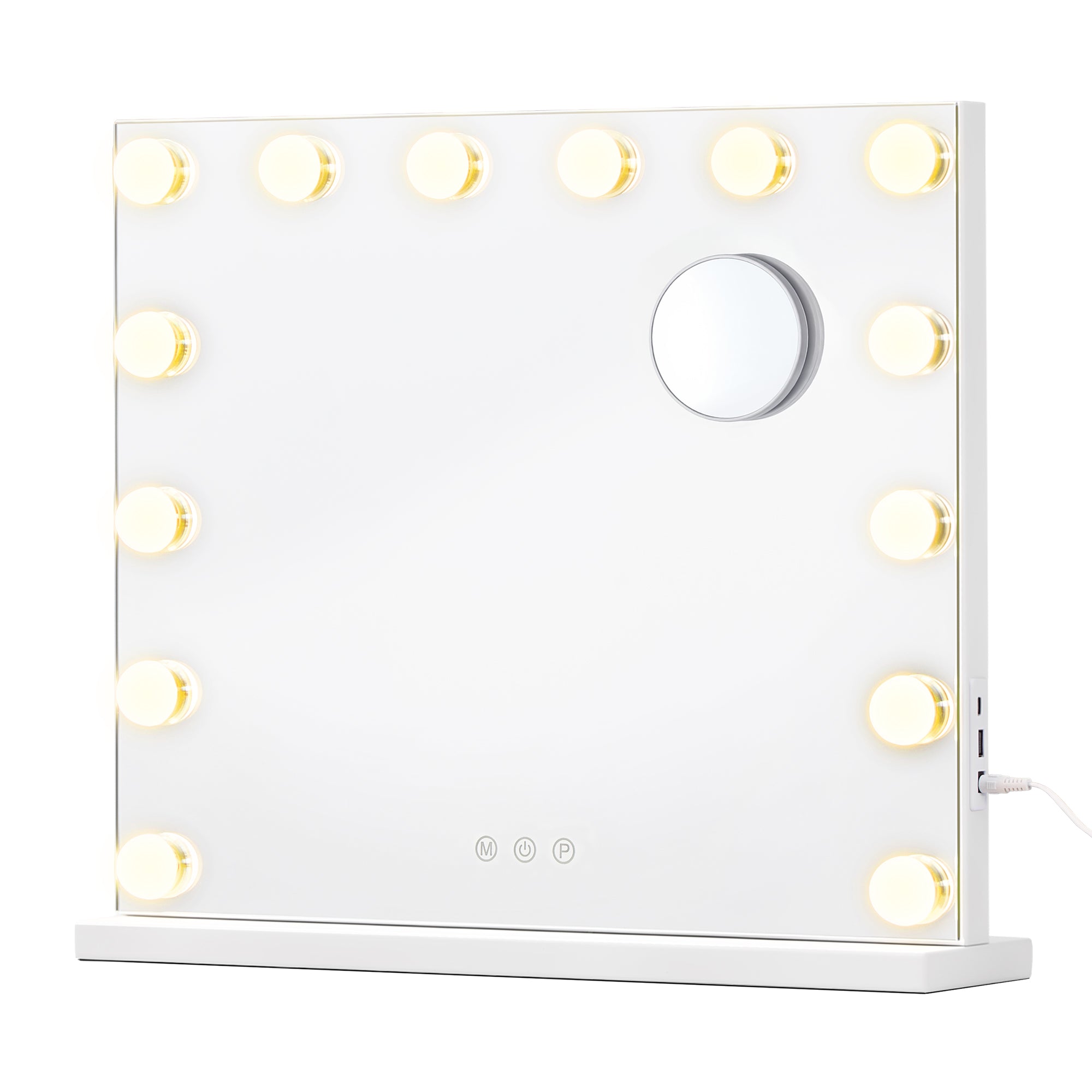 Make-upspiegel - Hollywood met Dimbare LED's - 10x Vergroting - Matwit - 44 x 50 x 5,7 cm