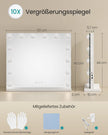 Make-upspiegel - Hollywood met Dimbare LED's - 10x Vergroting - Matwit - 44 x 50 x 5,7 cm