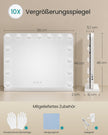 Make-upspiegel - Hollywood met Dimbare LED's - 10x Vergroting - Matwit - 48 x 58 x 5,7 cm
