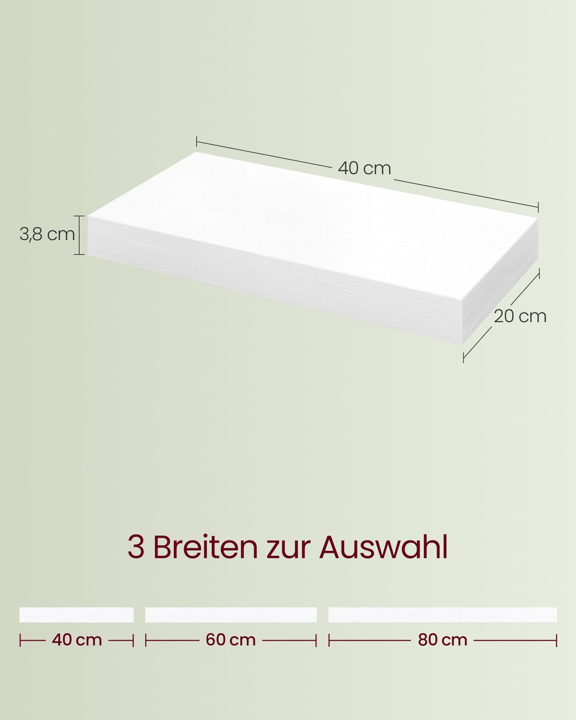 Wandplank – Zwevend – 40 x 20 cm – Tot 10 kg – Wit