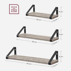 Wandschelfset 3 - Schwimmkarton - Industrial - Grau / Schwarz
