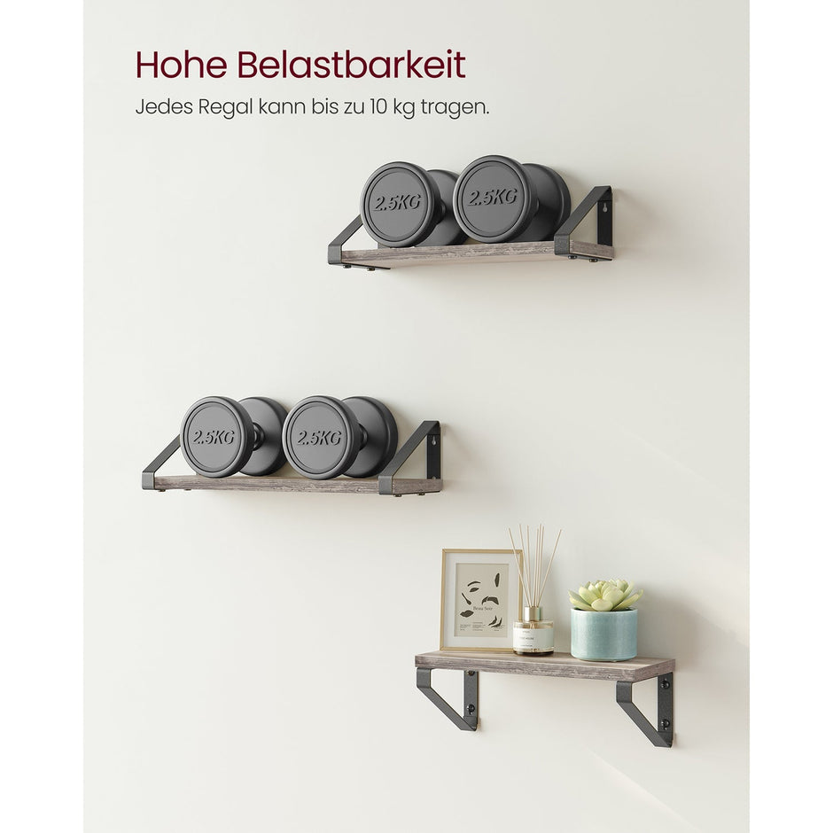 Wandschelfset 3 - Schwimmkarton - Industrial - Grau / Schwarz