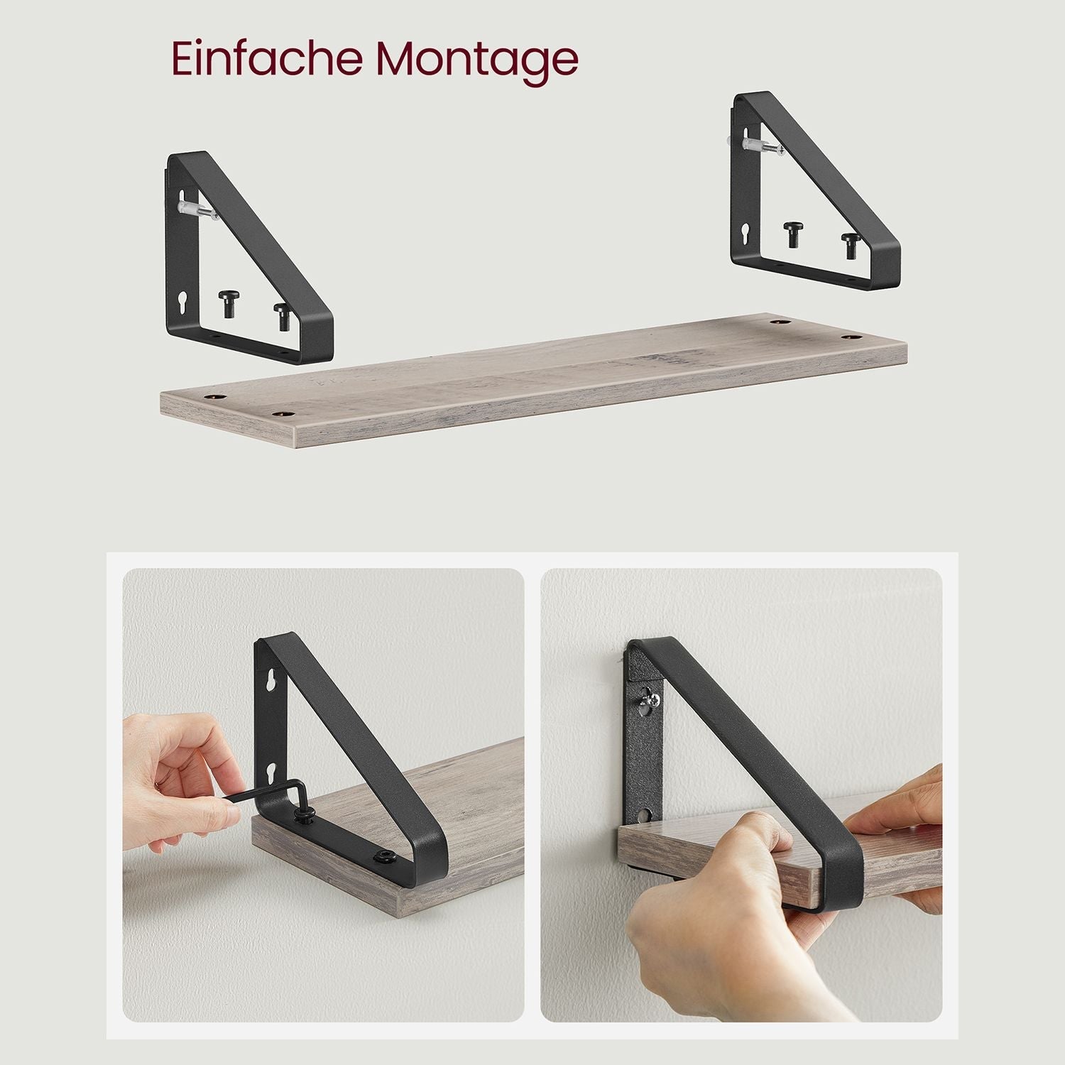 Wandschelfset 3 - Schwimmkarton - Industrial - Grau / Schwarz