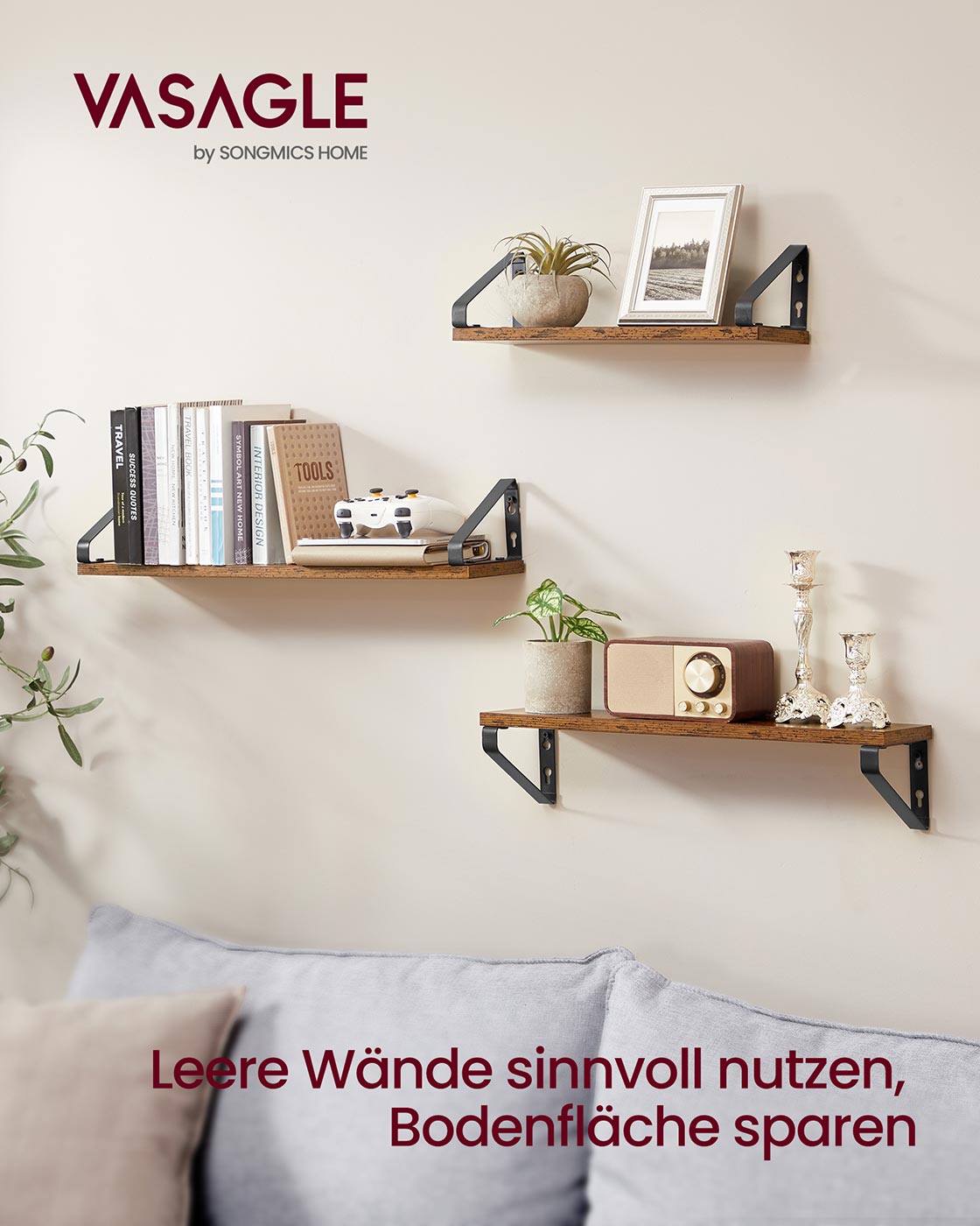 Wall Shelter Set von 3 mit einem industriellen Look