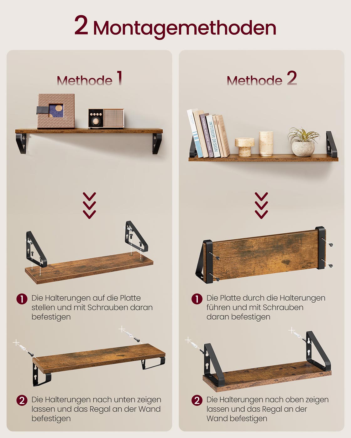 Wall Shelter Set von 3 mit einem industriellen Look