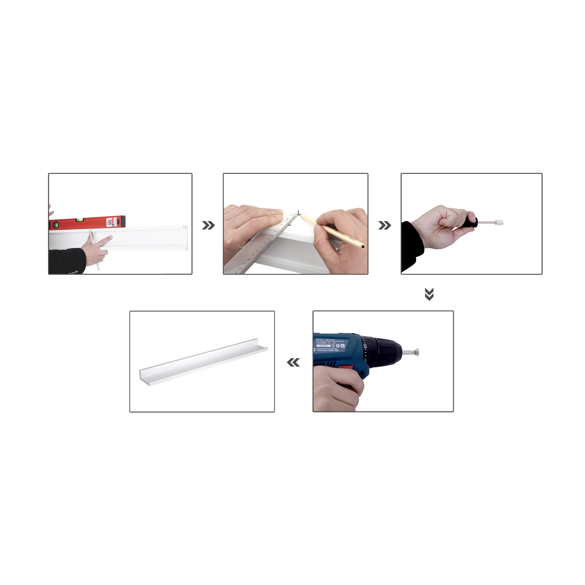 Wandregal - schwimmende Bretter - 2 - Hochglanz - Weiß