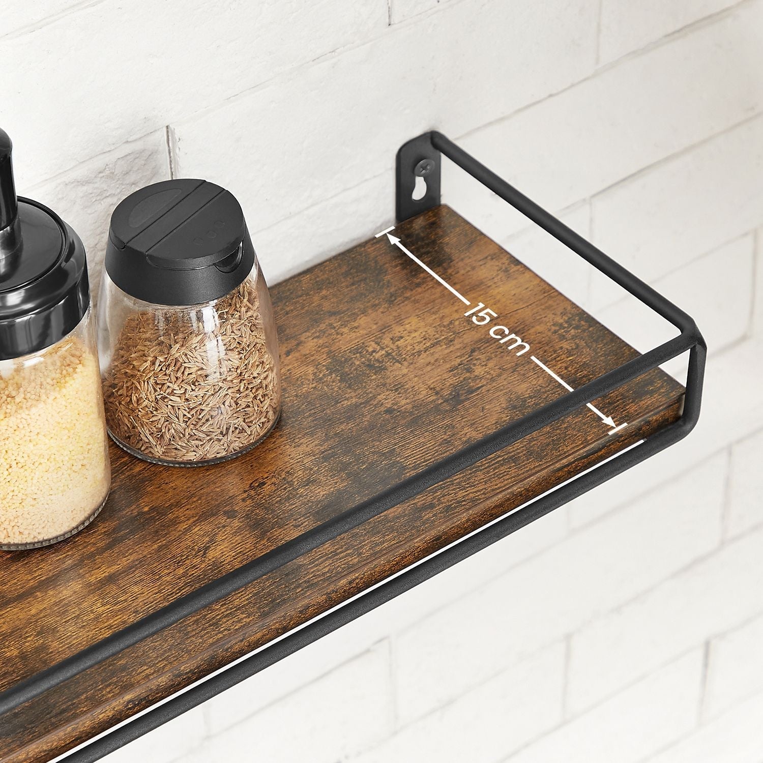 Wandregale - 2 - schwebend - Industrielles Design - Brown / Schwarz