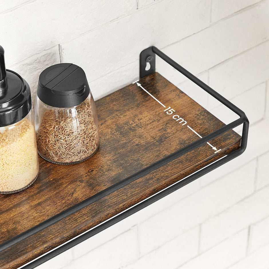 Wandregale - 2 - schwebend - Industrielles Design - Brown / Schwarz