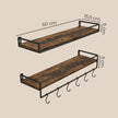 Wandplanken - Set van 2 - Met Stang - Zwevend - Bruin-zwart