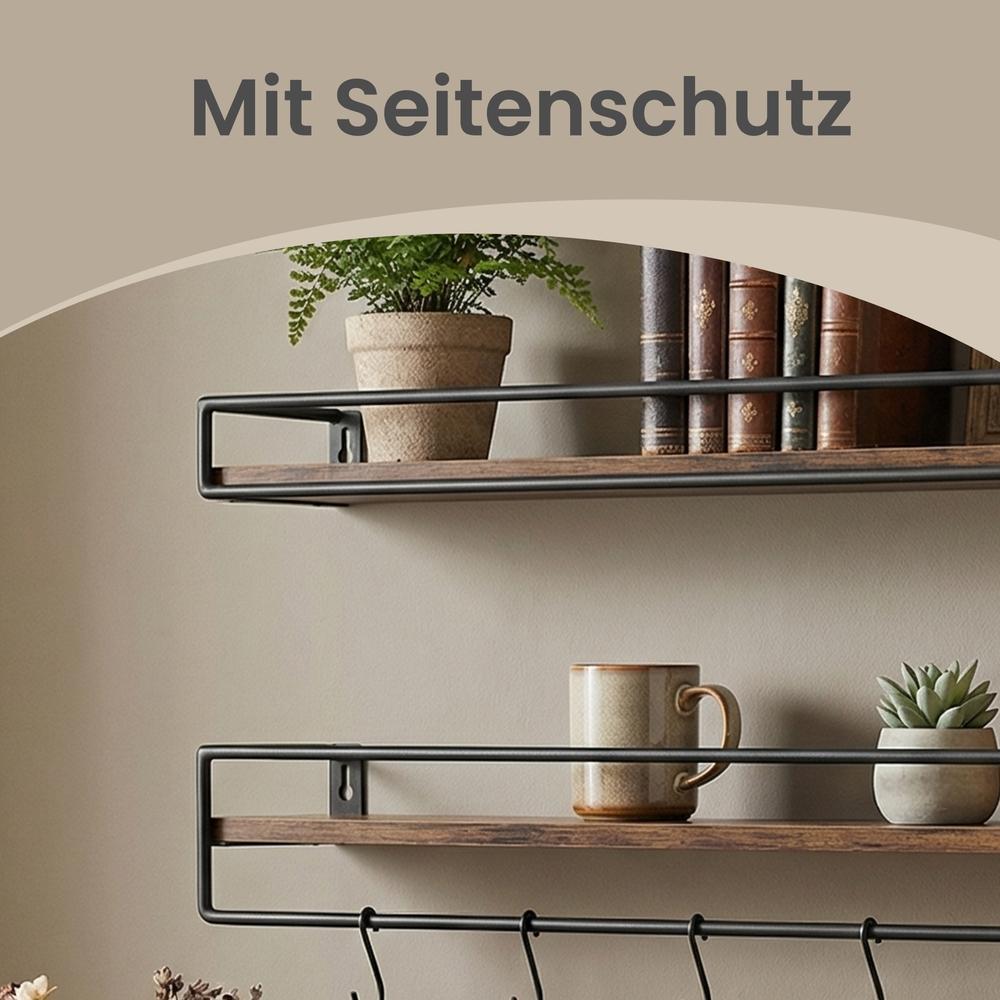 Wandplanken - Set van 2 - Met Stang - Zwevend - Bruin-zwart