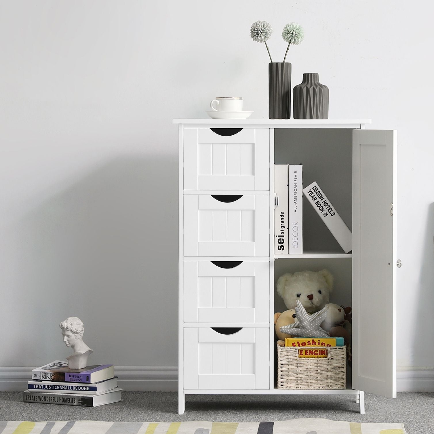Badezimmerschrank - Kommode - Beepercase - 4 Ladungen - Weiß