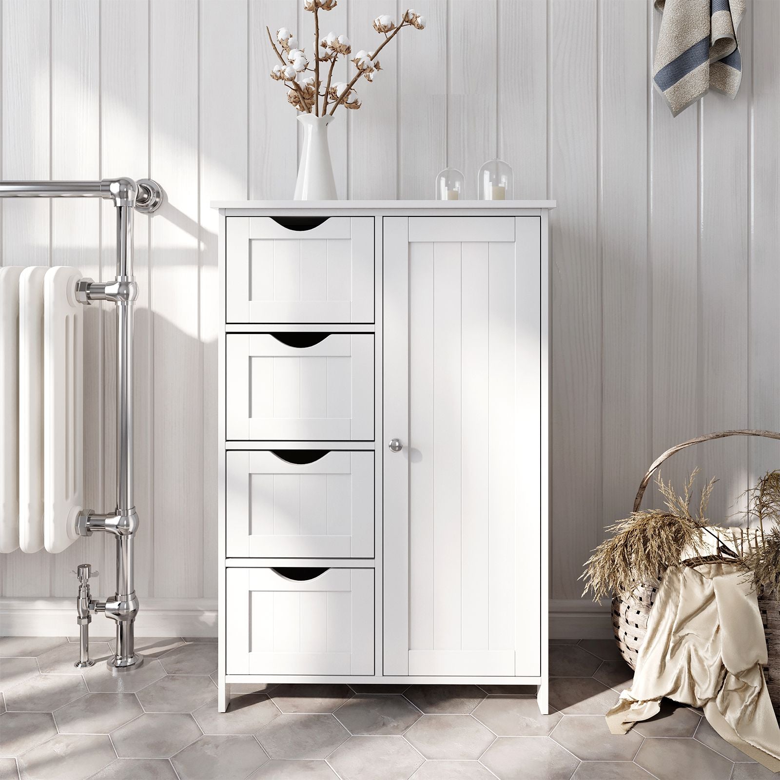 Badezimmerschrank - Kommode - Beepercase - 4 Ladungen - Weiß